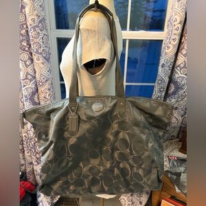 Gray Coach Monogram Weekender with Detachable Pouch